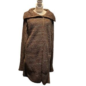 Women’s prAna Long Zip Sweater With Pockets Size Medium Brown Multi Colored